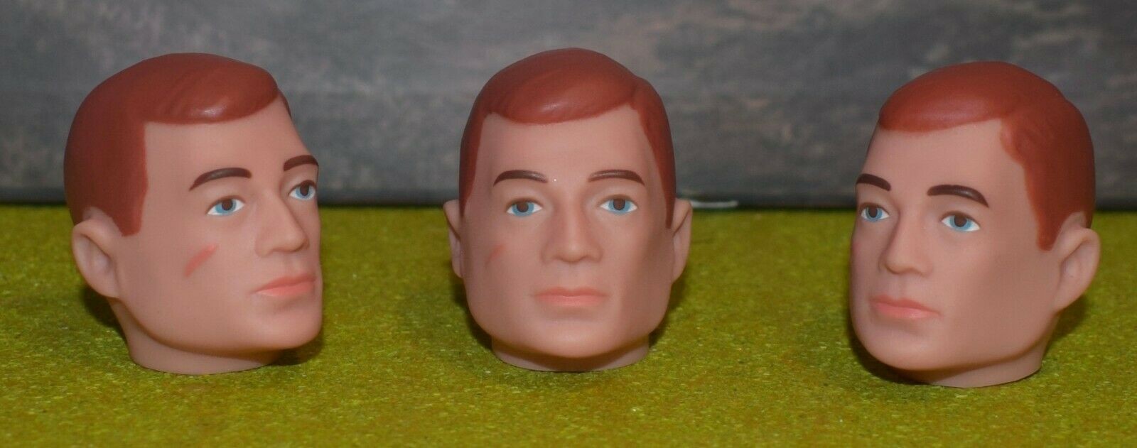VINTAGE ACTION MAN 40th REPLACEMENT HEAD PAINTED RED HAIR x 3