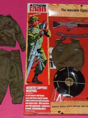 VINTAGE ACTION MAN 40th CARDED INFANTRY SUPPORT w/SOLDIER UNIFORM & ACCESSORIES