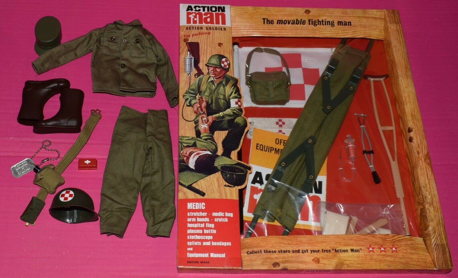 VINTAGE ACTION MAN 40th CARDED MEDIC w/ SOLDIER UNIFORM & ACCESSORIES