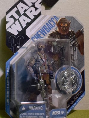 STAR WARS CARDED 30TH ANNIVERSARY COIN CONCEPT McQUARRIE CHEWBACCA SILVER COIN - 21