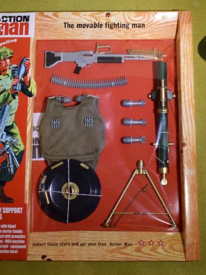 VINTAGE ACTION MAN 40th CARDED SOLDIER INFANTRY SUPPORT WEAPONS & ACCESSORIES