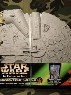 Star Wars Power Of The Force Millennium Falcon Carry Case With Imperial Scanning Crew Trooper